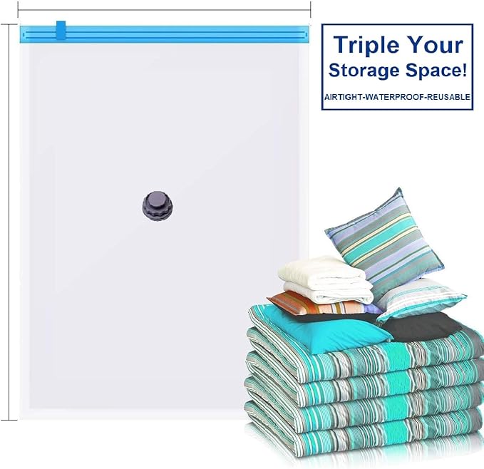 5 Pack Extra Jumbo Vacuum Storage Bags (51"x47"in Our Largest Size) Airtight Seal, Waterproof, Dustproof, for Clothes, Blankets, Comforters, Pillows, Bedding, Closet Organizing, Winter Storage.