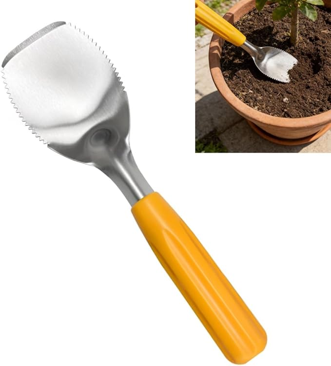 9" Small Weeding Trowel with Serrated Edge, Stainless Steel Digging Trowel Garden Shovel with Good Grip Handle for Digging, Planting, and Loosening Soil Potted Plants