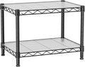 Golpart Small 2 Tier Shelves Storage Wire Shelving Unit Metal Shelf Adjustable Organizers Storage Shelving with Wheels for Bathroom Laundry Room Kitchen Pantry12”D x 18”W x 12.2”H Black