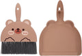 LOGOFUN Mini Dustpan and Brush Set Cartoon Small Broom and Dustpan with Bear Pattern for Home Office Desktop Cleaning Tool - Brown