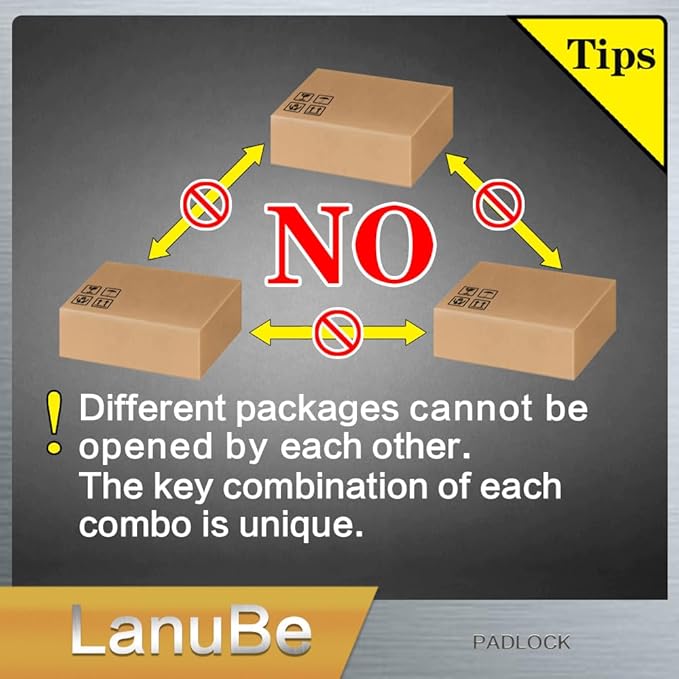 LanuBe Lock Laminated keyed Padlock (1-9/16", 40mm), keyed Alike Locks, Normal Shackle, Pack of 12…