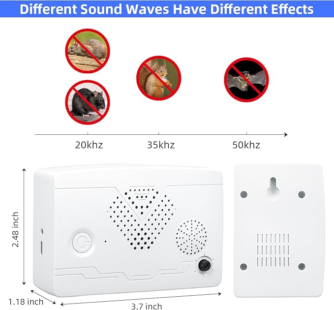 Bat Deterrent Devices,Bat Deterrent for Attic,Rechargeable Bats Keep Away,Porch & House | Bats Removal Do It Yourself for Indoor & Outdoor | Friendly to Human & Pet (2, White)