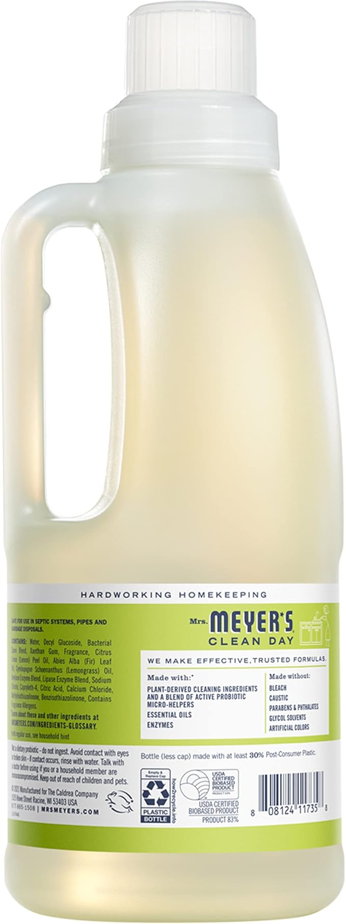 MRS. MEYER'S CLEAN DAY Probiotic Drain Maintenance Liquid, Lemon Verbena, Freshens Disposals and Drains, 32 Fl Oz