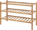 Kitsure Bamboo Wooden Shoe Rack for Closet - Stackable Shoe Organizer with Modular Structure, Space-Saving Shoe Shelf for Entryway, Living Room, Bedroom, 26.8" Wide - 3 Tiers, Brown