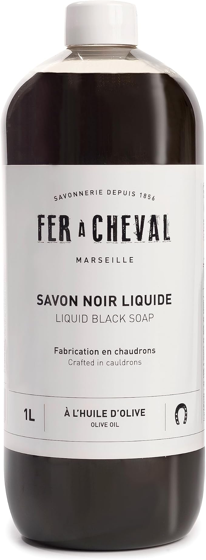 Fer à Cheval Liquid Black Soap All Purpose Cleaner with Olive Oil, Concentrated Multi-Use Cleaner for Home Surfaces, 1000 ml / 33.81 fl oz Black Soap Olive
