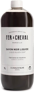 Fer à Cheval Liquid Black Soap All Purpose Cleaner with Olive Oil, Concentrated Multi-Use Cleaner for Home Surfaces, 1000 ml / 33.81 fl oz Black Soap Olive