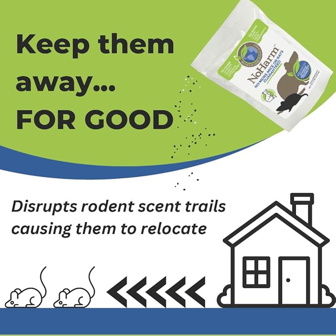 NoHarm Rodent Control | Smarter Than Repellent | Blocks Scent-Trails | Disrupts Mice and Rats | Safe | 4 Packets for Indoor Use
