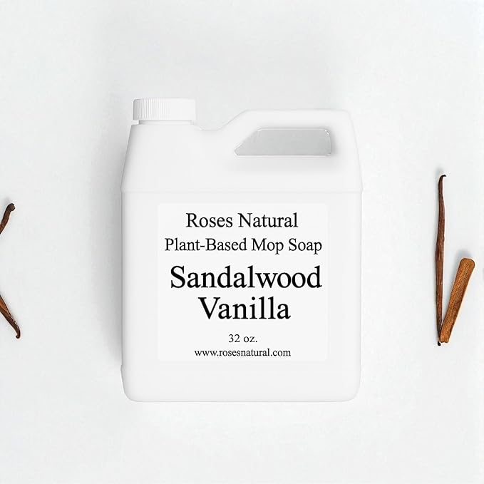 Sandalwood Vanilla Plant-Based Floor Cleaner Mop Soap – 32 oz | Streak-Free, Highly Scented, Concentrated Mop Solution for Tile, Vinyl, Hardwood & Sealed Floors | Non-Toxic, Eco-Friendly, Made in USA