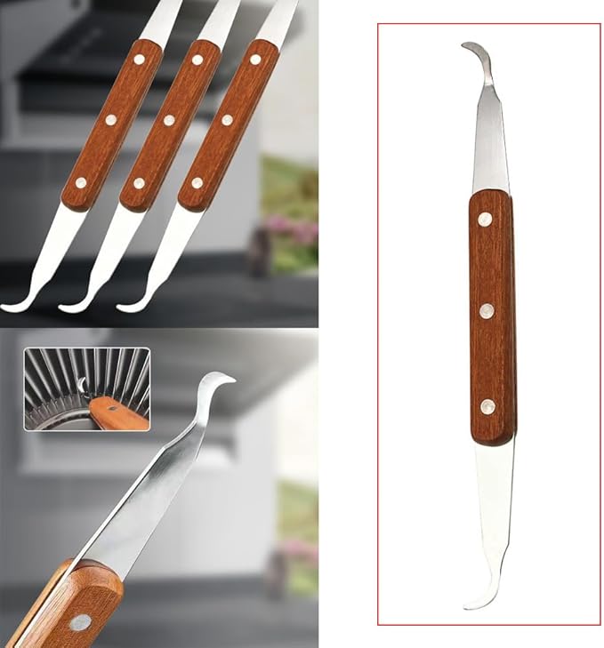 Range Hood Fan Grill Scraper Heavy Duty Multi-Purpose Griddle Scraper with Curved Tip Double Ended Cleaning Tool for Under-Cabinet Range Hood Kitchen Hood Vent Portable Barbecue Grill