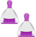 NACENA Mini Dustpan and Brush Set 2 Pack, Small Broom and Dustpan Set Dust Pan and Mini Hand Broom Dustpan and Broom Combo Compact for Home Table Keyboards Sofa Kitchen, Purple
