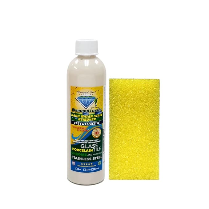 Shower Door Glass Hard Water Stain Remover, Cleans Stainless Steel, Porcelain, and More! Diamond Luster Eliminator Pad Bundle By Diamond Seal Systems