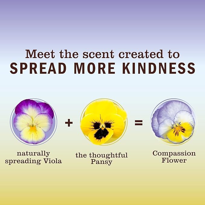 Mrs. MEYER'S CLEAN DAY Compassion Flower 4 Pack Variety, Liquid Hand Soap 12.5 OZ, Liquid Dish Soap 16 OZ, Multi-Surface Everyday Cleaner 16 OZ, Room Freshener 8 OZ, 1 CT