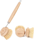 Bamboo Dish Brush - Bamboo Dish Scrubber, Eco-Friendly and Biodegradable, Vegetable Brush Suitable for Cookware, Bowls and Plates, Non-Stick Pans(Soft Bristle)