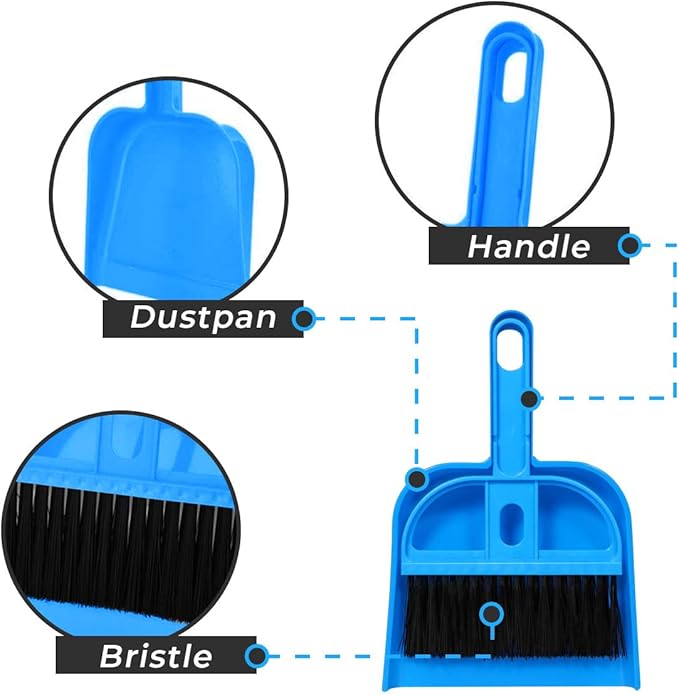 Mini Broom and Dustpan Set - Compact Cleaning Kit for Home, Car, Camping, Small Spaces, Pet Cleanup, and Travel - Durable Small Broom and Dustpan Set Mini - Rose Pink Broom