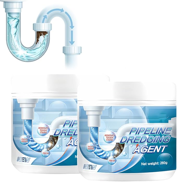 Powerful Pipe Dredging Agent, 2026 New Pipe Cleaner for Kitchen, Sink Drain Cleaner, Pipes Cleaning Tool, Clog Remover for Bathroom, Toilets and Showers (2Pcs)