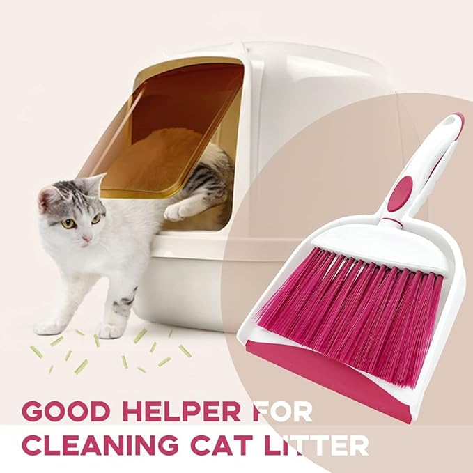 Dust pan, Mini Dustpan and Brush Set, Small Broom and Dustpan Set, Small Hand Broom and dust pan Set, Whisk Broom, Dust pan and Brush for Desk, Table, Home, Kitchen Necessities (Light Blue 2pcs)