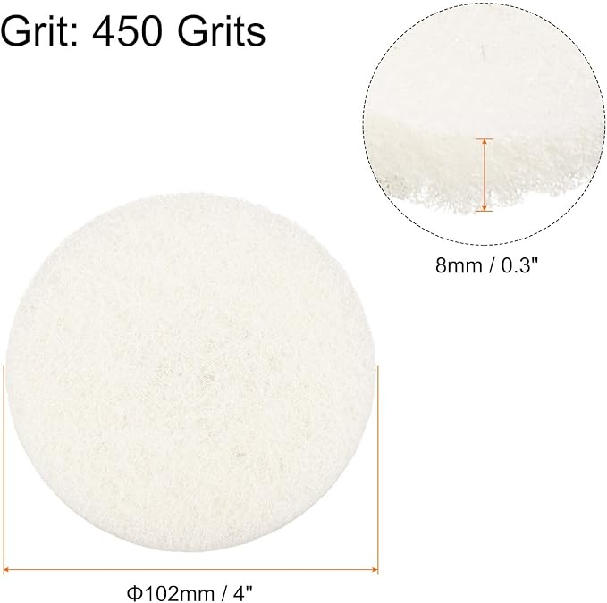 HARFINGTON 12pcs Scrubber Scouring Pads 450 Grits 4 Inch Drill Power Brush Hoop and Loop Surface Conditioning Disc Drill Scuffing Disc Scrub Pads for Home Kitchen Cleaning, White