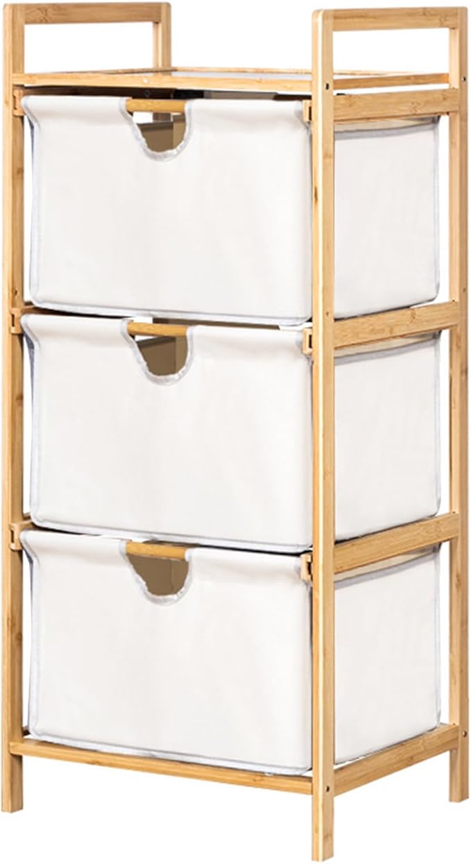 Yosoo 3 Tier Laundry Hamper Organizer with Towel Cabinet Handles, Large Capacity Box Shelf, Compact Design for Bathroom Bedroom Living Room, Ideal Storage Organizer (White)
