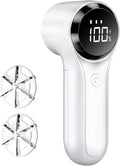 Buywoo Fabric Shaver, Electric Lint Remover, Rechargeable Lint Shaver, Household Essentials for Clothes, Upholstery, Furniture, Sweater Defuzzer to Remove Pilling, Battery Operated, White