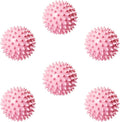 Reusable Laundry Dryer Balls, Pink Plastic Anti-Static Fabric Softener, Reduces Wrinkles, Sustainable Cleaning Supplies, Essential Washing & Drying Aid for Soft, 6 Pack, 2.36 in (Pink)