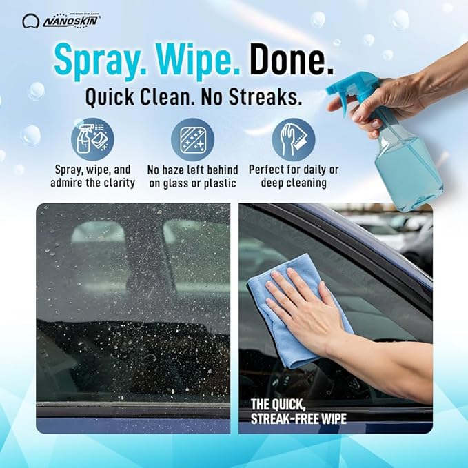 Nanoskin CRYSTAL-CLEAR VOC-Free Glass Cleaner 5 Gallon - Ultra-Concentrated, Eco-Friendly, Streak-Free Finish | Versatile Use for 40:1 Dilution | Perfectly Safe for Auto, Home, Garage & Beyond