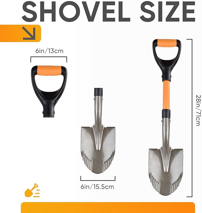 28 inches，Small Shovel Garden Shovel for Digging with Trenching Blade and D-Handle,Short Handled Round Shovel Survival Shovel for Car， Perfect for Digging Soil, Dirt, and Gravel.