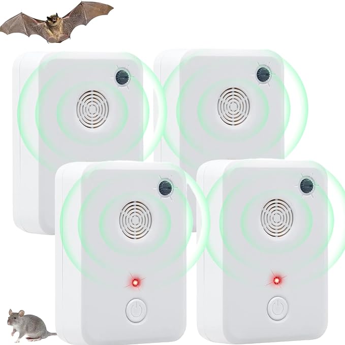 Bat Deterrent Devices: Plug in Bat Deterrent for Attic,Outdoors & Indoors - Bats Removal Keep Away System for Porch,House,Friendly to Human & Pet (4)