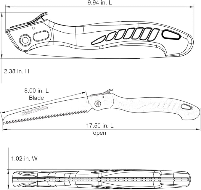 CRAFTSMAN Folding Hand Saw, 8 in. Blade, Compact Design, for Camping, Pruning, Cutting Wood, Branches or Brush