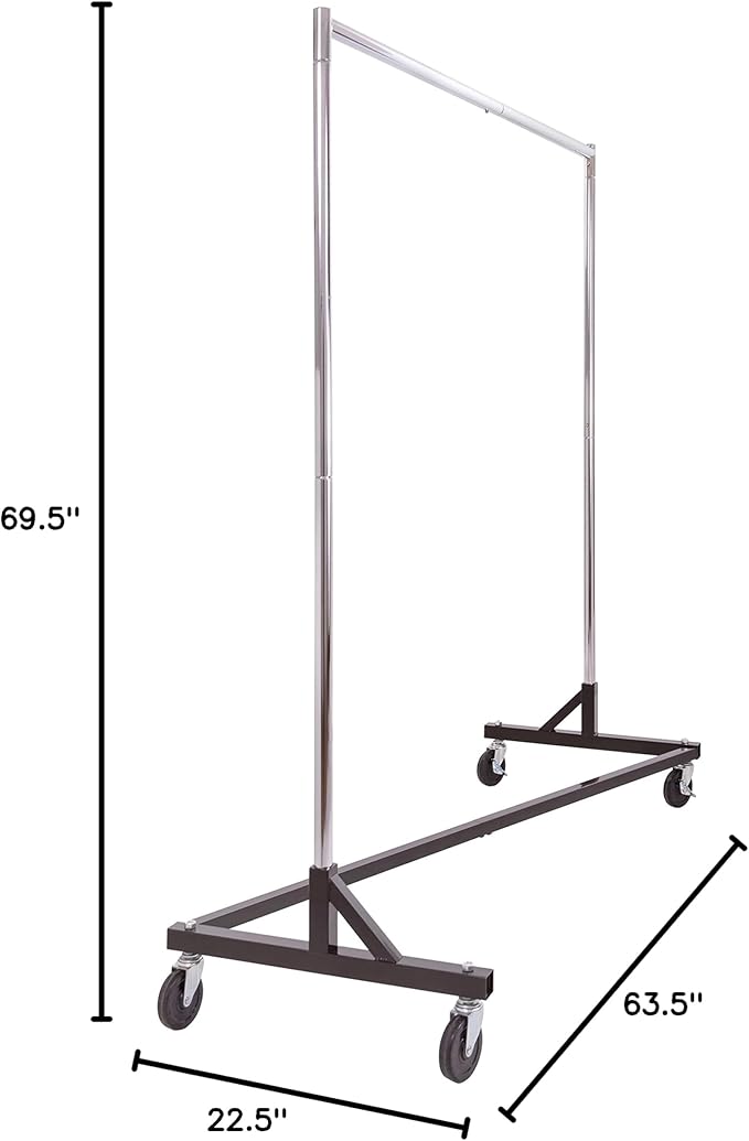 Econoco Commercial Garment Rack - Rolling Clothes Rack, Heavy Duty (Z Rack with Garment Cover, Black)