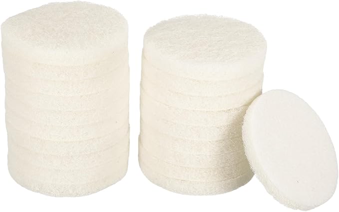 HARFINGTON 20pcs Scrubber Scouring Pads 450 Grits 3 Inch Drill Power Brush Hoop and Loop Surface Conditioning Disc Drill Scuffing Disc Scrub Pads for Home Kitchen Cleaning, White