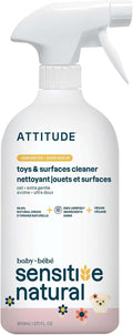 ATTITUDE Baby & Kids Toy Cleaner Spray for Sensitive Skin, EWG Verified, Multi-Surface Cleaner for Toys, High Chairs & Play Areas, Naturally Derived, Vegan, Unscented, 27.1 Fl Oz