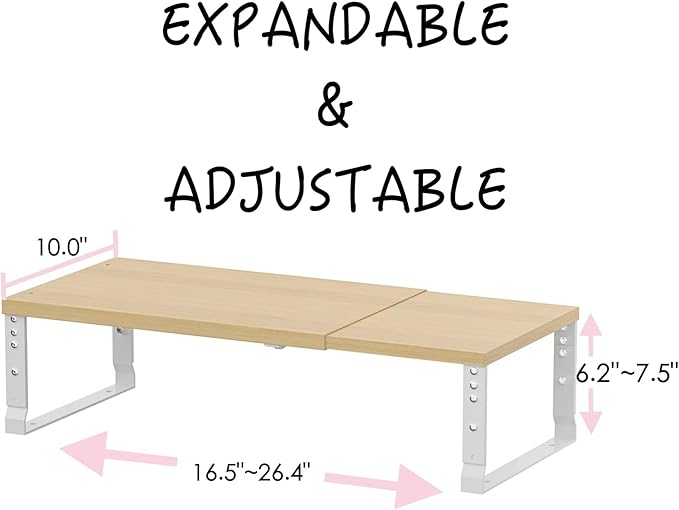 Adjustable Metal Shelving Unit, Stackable & Expendable Storage Rack for Home/Office/Kitchen, Space-Saving，Sturdy&Durable，Easy Assembly (1PACK/Large/White/Burlywood