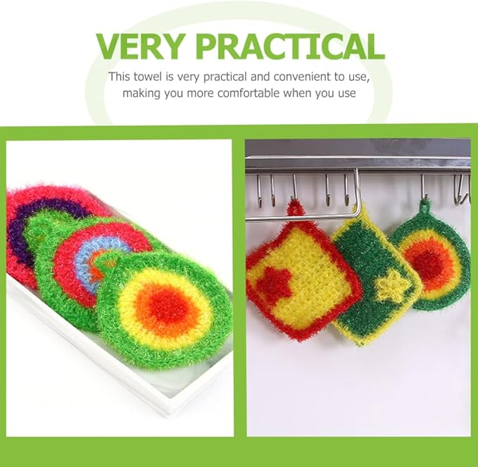 5Pcs Dish Sponge Cleaning Scrubber, 6.3in Round Polyester Dishwashing Swedish Sponges Cloth, Non Scratch and Odorless, Reusable Foam Cleaning Cloths, Hangable Kitchen Housework Scouring Pad
