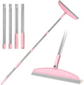 Multifunction Silicone Broom, 54 Inch Adjustable Long Handle Rubber Broom Sweeper for Floor Bathroom Kitchen Shower Pet Hair Glass(Gray Pink)