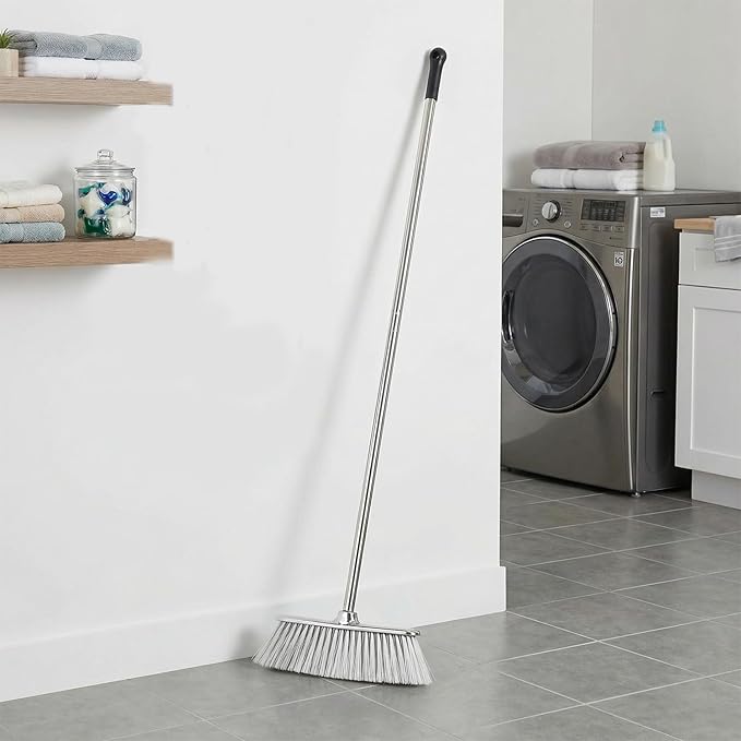 Indoor Soft Bristles Angle Sweeping Broom with Long Handle for Kitchen Hardwood Floor Cleaning (Broom)