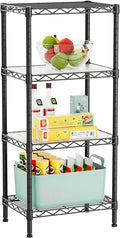 Golpart 4 Tier Adjustable Storage Shelves Metal Utility Shelf Wire Shelving Unit Organizer Rack for Home Kitchen Office Bathroom Pantry Room 12" D x 18" W x 44" H