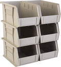 Hudson Exchange 9-1/2" x 6" x 5" (6 Pack) Plastic Stackable Storage Bin and Hanging Container, Stone