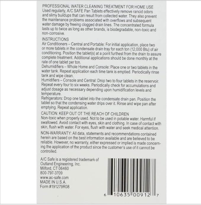 AC-Safe Air Conditioner Pan Cleaner Tablets 6 ct Bundle with Microfiber Auto Cleaning Cloth – Non-Toxic AC Drain Pan & Condensate Line Cleaner - Eliminates Odors for AC and Humidifiers - (2 items)