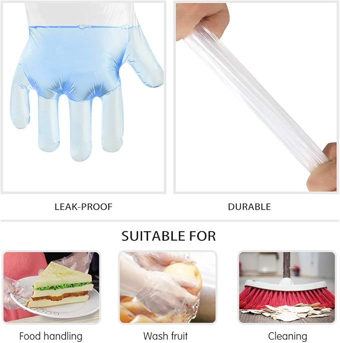 Teivio Disposable Gloves, Plastic Gloves for Kitchen Cooking Cleaning Food Handling