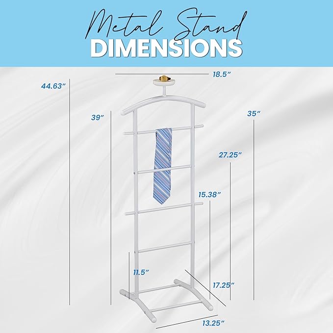 Kings Brand Furniture - Menros Metal Suit Valet Stand, Clothes Rack, White