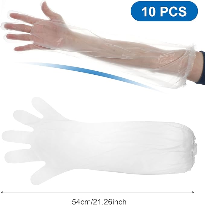 Long Sleeve Cleaning Gloves Disposable Elbow Length Plastic Sleeve Waterproof Protective Arm Gloves Cleaning Kitchen