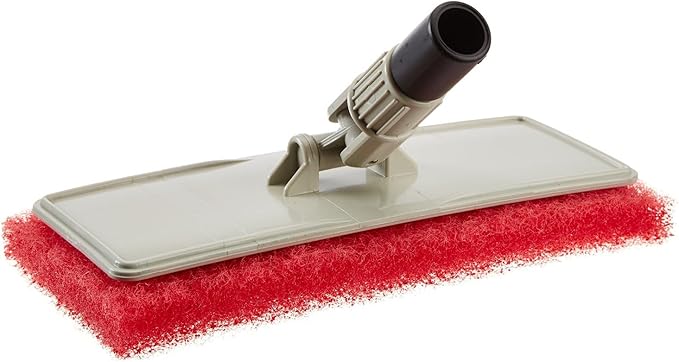 STAR BRITE Large Scrub Pad with Flexible Head Scrubber - Medium Texture (Red) - Attach to Extension Handle for an Extra 3’-10’ of Reach (040124)