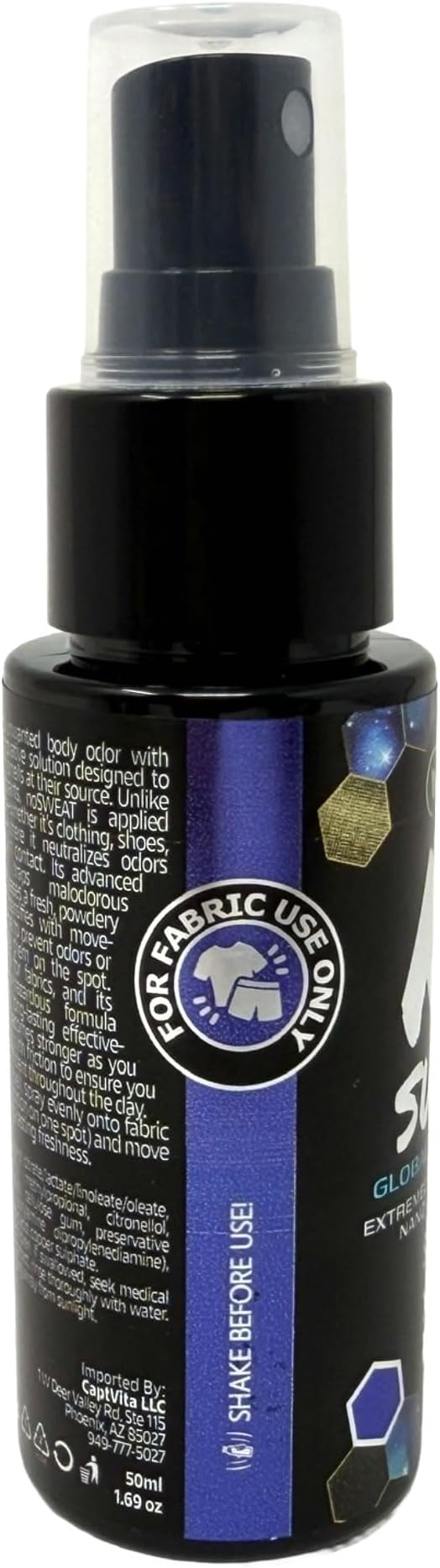 NO SWEAT! Ultra Long Lasting Sweat and Body Odor Protection, 98% Natural Ingredients, Hypoallergenic & Clinically Tested, Alcohol-Free & Fabric Safe, 20x Longer Duration, Created from Science (50mL)