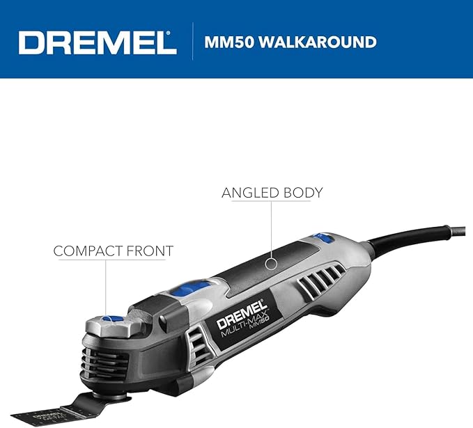 Dremel Multi-Max MM50-02 5 Amp Variable Speed Corded Oscillating Multi Tool Kit with 16 Accessories and Storage Bag - Ideal for Metal & Wood Cutting, Sanding, and Box Cutouts