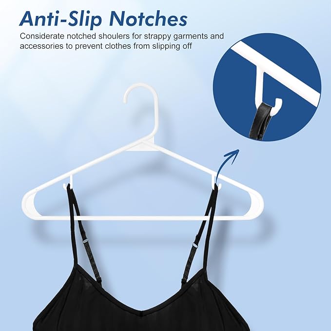HOUSE DAY Plastic Hangers 20 Pack, Space Saving Clothes Hangers with Built-in Hooks, Durable & Strong Closet Organizers and Storage, Dorm Room Essential, Perfect for Shirts, Coat, Pants, Dress - White
