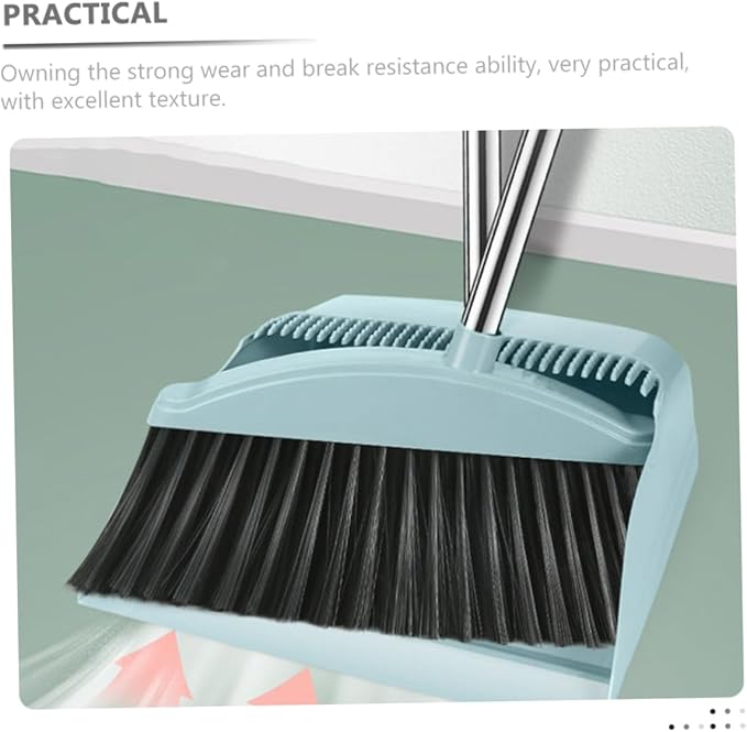 Cabilock Long Handle Broom and Dustpan for Home Cleaning Ergonomic Lightweight Design Seamless Floor Fit for Tile Non Damaging Sweeping Accessories in Light Combo