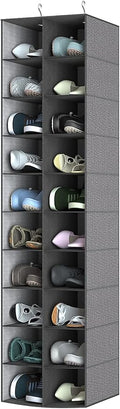 Libeder Hanging Shoe Organizer for Closet, Hanging Closet Organizers 20 Section Shoe Shelves, Space Saving Shoe Holder & Storage, Grey, 12''W×12''Dx 50''H