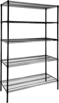 SUNLPH Heavy Duty 5-Tier Wire Shelving Adjustable Shelves Unit Metal Storage Rack Flat for Laundry Kitchen Pantry Garage Closet Organization (Black, 47.1" L x 17.6" W x 72.2" H)