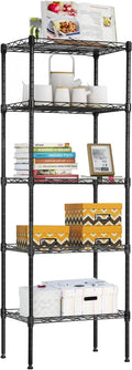 BestOffice Adjustable NSF-Certified Metal Shelf Wire Shelving Unit Storage for Small Places Restaurant Garage Pantry Kitchen Garage Rack (Black, 16.7L×11.8W×47.6H)