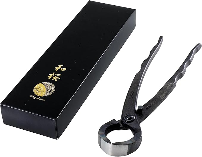 Wazakura Hand Forged Bonsai Root Cutter MADE IN JAPAN 6.7 inch (170 mm), Black Carbon Steel Bonsai Tree Cutter for Branch and Roots, Multipurpose Japanese Gardening Tools (Wave-Grip)